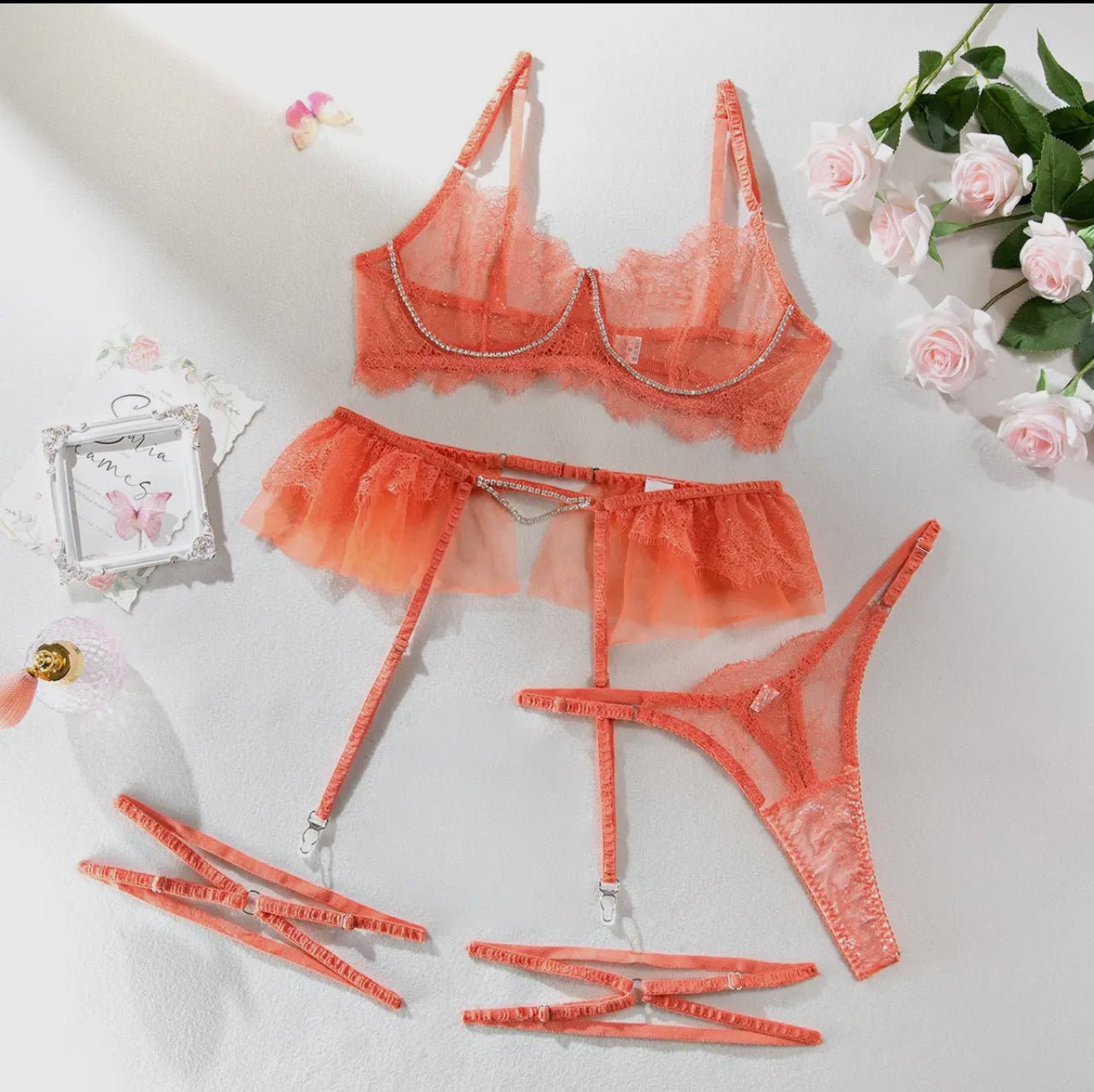 Peach Goddess Diamond Set - Ruby Lace Co.